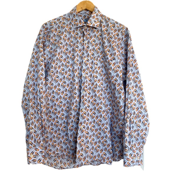 Alan Flusser Custom Tailored Casual Dress Shirt 100% Cotton; Men’s Lg; Neck 16.5 - Picture 2 of 10